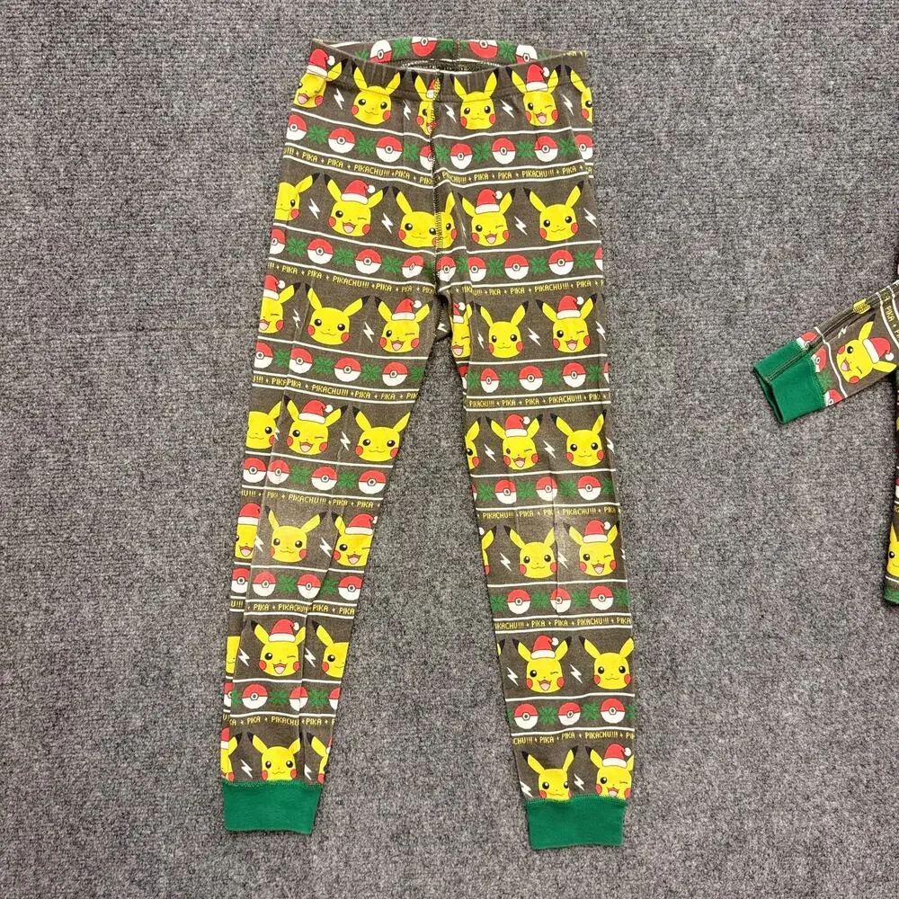 Hanna Andersson Pikachu Santa Christmas Holiday Pajama Set Youth Size 120 (6/7)